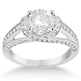 Fancy Twist Pave Round Diamond Engagement Ring Platinum (1.56ct)