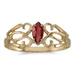 Certified 10k Yellow Gold Marquise Garnet Filagree Ring 0.25 CTW