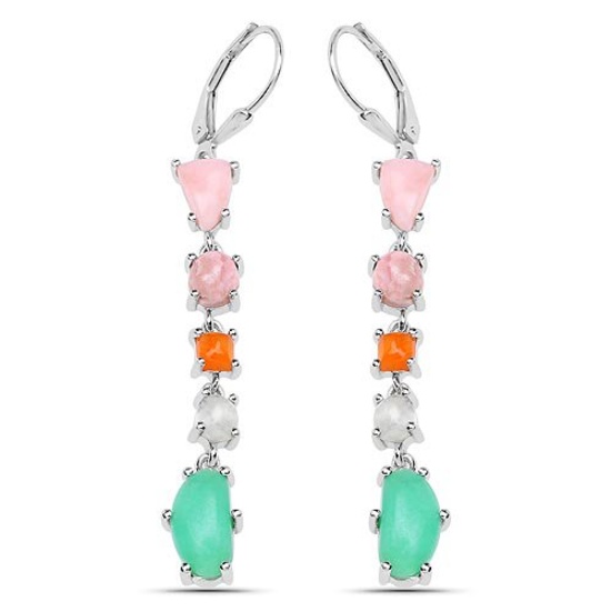 7.90 Carat Genuine Multi Stone .925 Sterling Silver Earrings