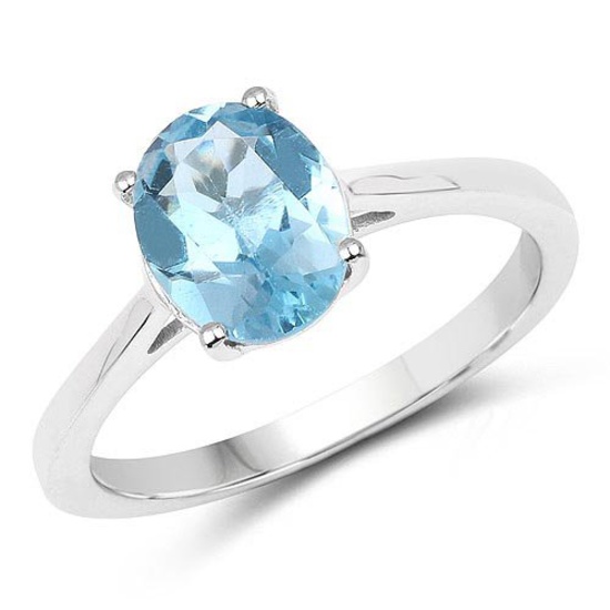 2.25 Carat Genuine London Blue Topaz .925 Sterling Silver Ring