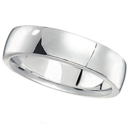 14k White Gold Wedding Ring Low Dome Comfort Fit (5 mm)