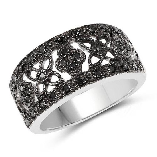 0.28 Carat Genuine Black Diamond .925 Sterling Silver Ring