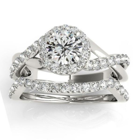 Diamond Twisted Halo Engagement Set 18k Platinum 1.23ct