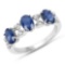 1.52 Carat Genuine Blue Sapphire and White Topaz .925 Sterling Silver Ring