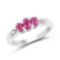 0.68 Carat Genuine Ruby and White Topaz .925 Sterling Silver Ring