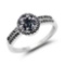 0.71 Carat Genuine Blue Sapphire and Black Spinel .925 Sterling Silver Ring