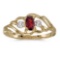 Certified 10k Yellow Gold Oval Garnet And Diamond Ring 0.24 CTW