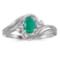Certified 14k White Gold Oval Emerald And Diamond Ring 0.6 CTW