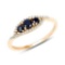 0.47 Carat Genuine Blue Sapphire and White Diamond 14K Yellow Gold Ring