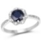 1.08 Carat Genuine Blue Sapphire and White Topaz .925 Sterling Silver Ring