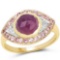 14K Yellow Gold Plated 3.02 Carat Genuine Pink Sapphire and White Topaz .925 Sterling Silver Ring