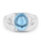 3.67 Carat Genuine Swiss Blue Topaz and White Topaz .925 Sterling Silver Ring