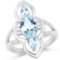 2.15 Carat Genuine Blue Topaz and White Diamond .925 Sterling Silver Ring
