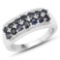 1.15 Carat Genuine Blue Sapphire and White Topaz .925 Sterling Silver Ring