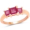 14K Rose Gold Plated 1.32 Carat Glass Filled Ruby .925 Sterling Silver Ring