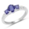 1.01 Carat Genuine Glass Filled Sapphire and White Topaz .925 Sterling Silver Ring