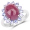 5.53 Carat Genuine Pink Sapphire and Tanzanite .925 Sterling Silver Ring