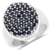 2.28 Carat Genuine Blue Sapphire .925 Sterling Silver Ring