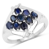 1.80 Carat Genuine Blue Sapphire .925 Sterling Silver Ring