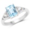 1.76 Carat Genuine Blue Topaz and White Topaz .925 Sterling Silver Ring