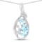 2.57 Carat Genuine Blue Topaz and White Diamond .925 Sterling Silver Pendant