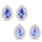 1.19 Carat Genuine Tanzanite and White Zircon .925 Sterling Silver Earrings