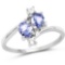 0.76 Carat Genuine Tanzanite and White Sapphire .925 Sterling Silver Ring