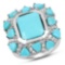 9.37 Carat Genuine Turquoise and White Topaz .925 Sterling Silver Ring