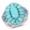 8.11 Carat Genuine Turquoise, Swiss Blue Topaz and White Topaz .925 Sterling Silver Ring