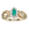 Certified 10k Yellow Gold Marquise Emerald And Diamond Ring 0.22 CTW