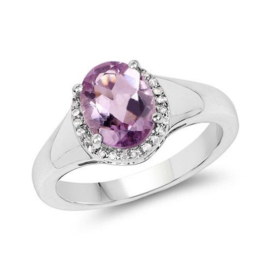 1.93 Carat Genuine Amethyst and White Topaz .925 Sterling Silver Ring