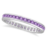 Amethyst Channel Set Eternity Ring Band 14k White Gold (1.00ct)