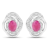 1.90 Carat Genuine Ruby .925 Sterling Silver Earrings