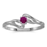 Certified 14k White Gold Round Ruby Ring 0.12 CTW