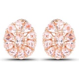 18K Rose Gold Plated 3.46 Carat Genuine Morganite .925 Sterling Silver Earrings