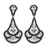 12.19 Carat Genuine Blue Topaz and Black Spinel .925 Sterling Silver Earrings