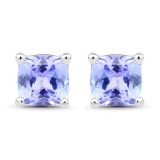 1.50 Carat Genuine Tanzanite .925 Sterling Silver Earrings