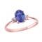 10K Rose Gold Oval Tanzanite and Diamond Engagement Proposal Ring APPROX .65