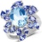 6.52 Carat Genuine Blue Topaz and Tanzanite .925 Sterling Silver Ring