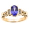 10K Yellow Gold Tanzanite and Diamond Engagement Proposal Ring