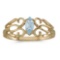 Certified 10k Yellow Gold Marquise Aquamarine Filagree Ring 0.16 CTW