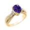 10K Yellow Gold Genuine Amethyst and Diamond Proposal Ring