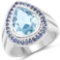 5.42 Carat Genuine Blue Topaz and Blue Sapphire .925 Sterling Silver Ring