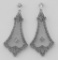 Crystal / Diamond Filigree Drop Earrings - Sterling Silver