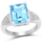 5.75 Carat Genuine Swiss Blue Topaz and White Topaz .925 Sterling Silver Ring