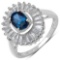 2.44 Carat Genuine Blue Topaz & White Topaz .925 Sterling Silver Ring
