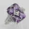 Four Stone Amethyst Filigree Ring - Sterling Silver