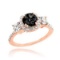 10K Rose Gold Black Diamond Engagement Ring