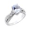 10K White Gold Aquamarine and Diamond Proposal Ring