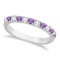 Diamond and Amethyst Ring Guard Stackable Band 14k White Gold (0.32ct)